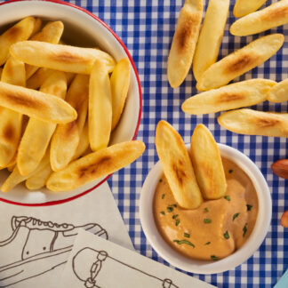 Bizcochitos with peanut dip